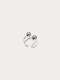 Tristan Adjustable Duo Bead Ring in polished silver titanium