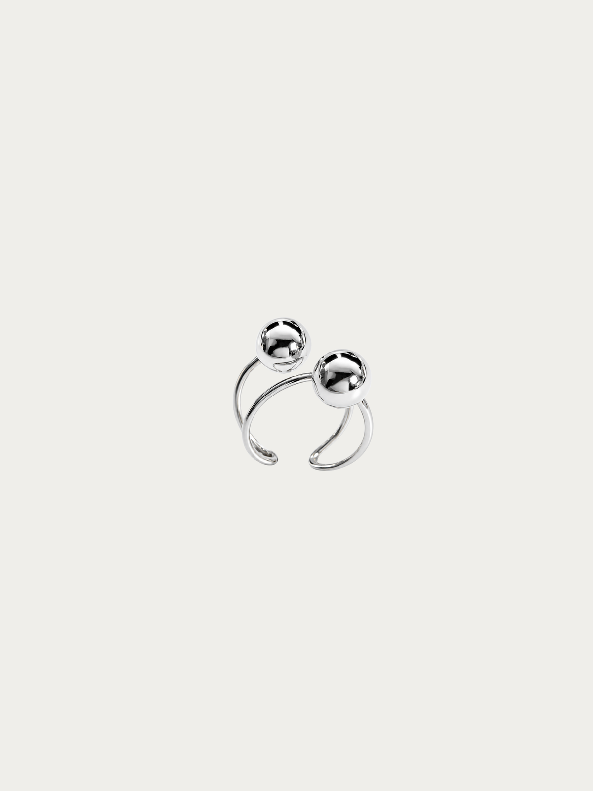 Tristan Adjustable Duo Bead Ring in polished silver titanium