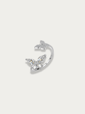 Twilight Flutter Ring full front view, silver butterfly open band