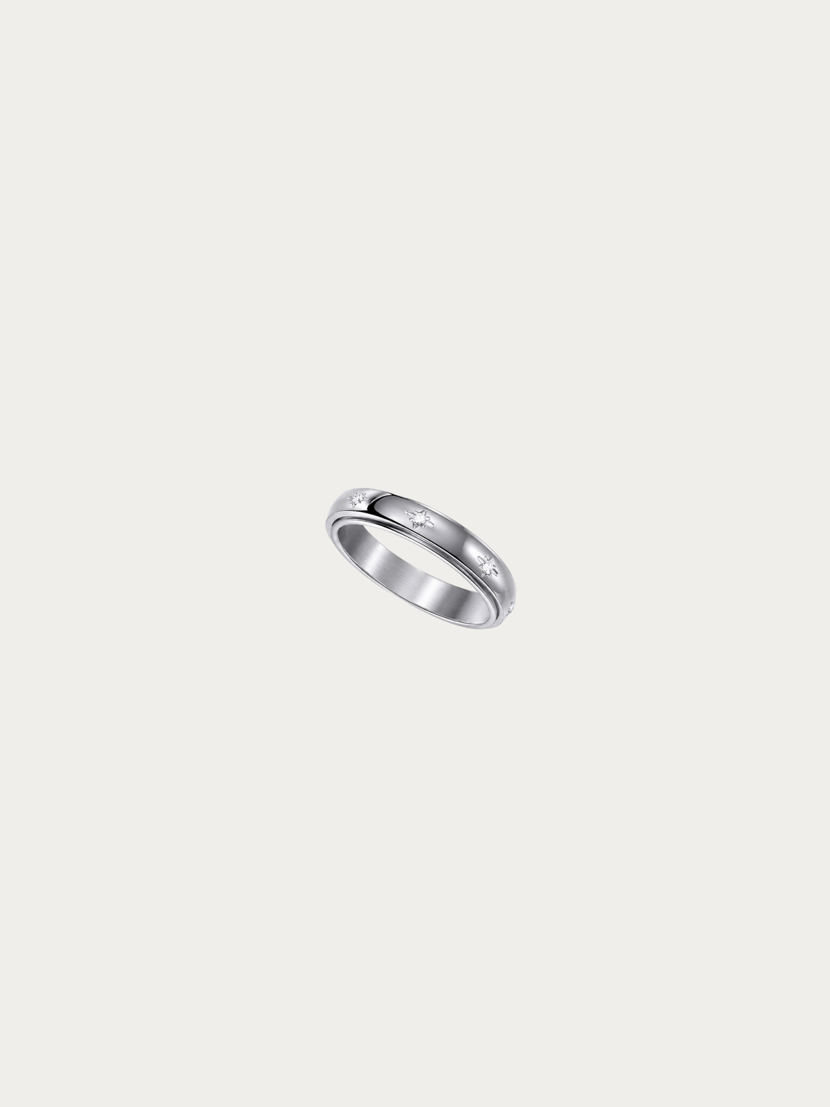 Universe Spin Ring in polished silver titanium