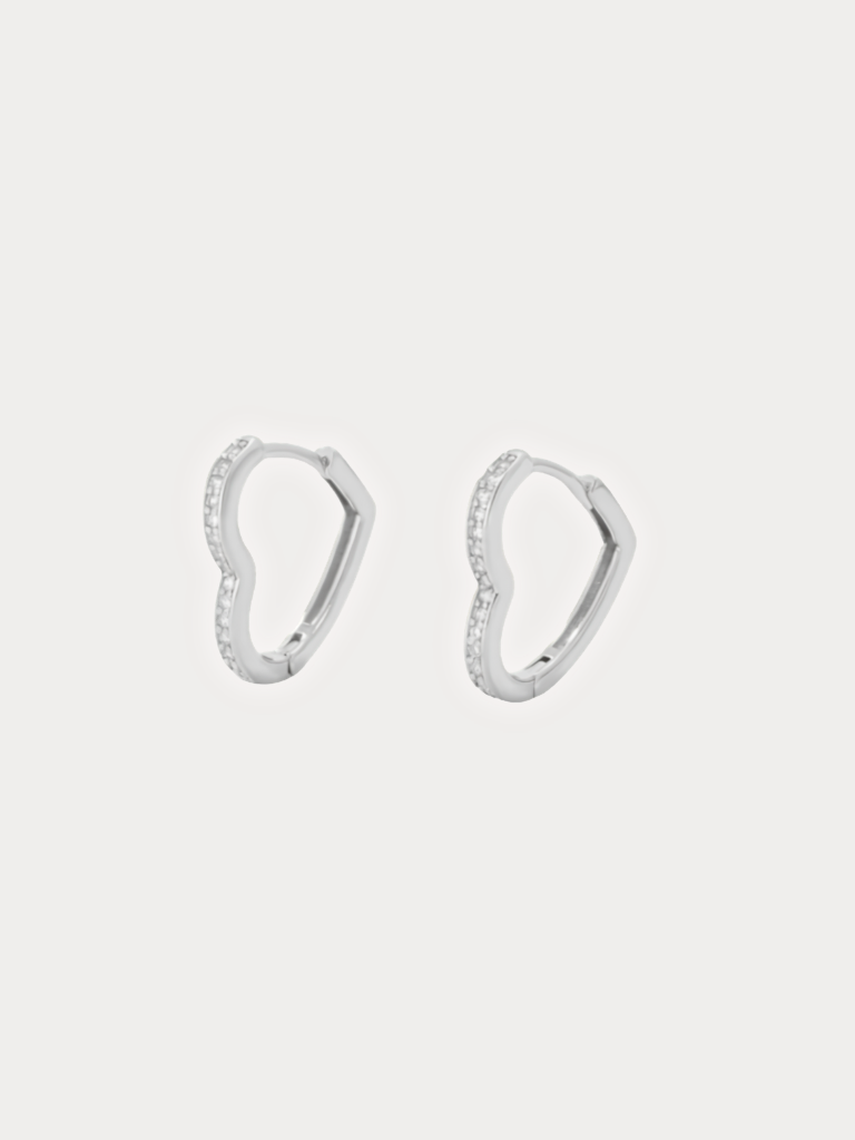 VENUS Diamond Heart Ear Hoops pair, 925 sterling silver