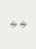 Viola Clover Barbell Earrings in rhodium-plated sterling silver