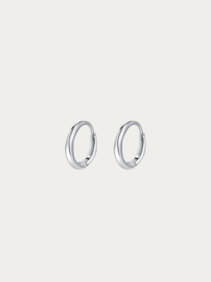 Waroq Wavy Minimalist Hoop Earrings pair in 925 sterling silver, studio hero shot