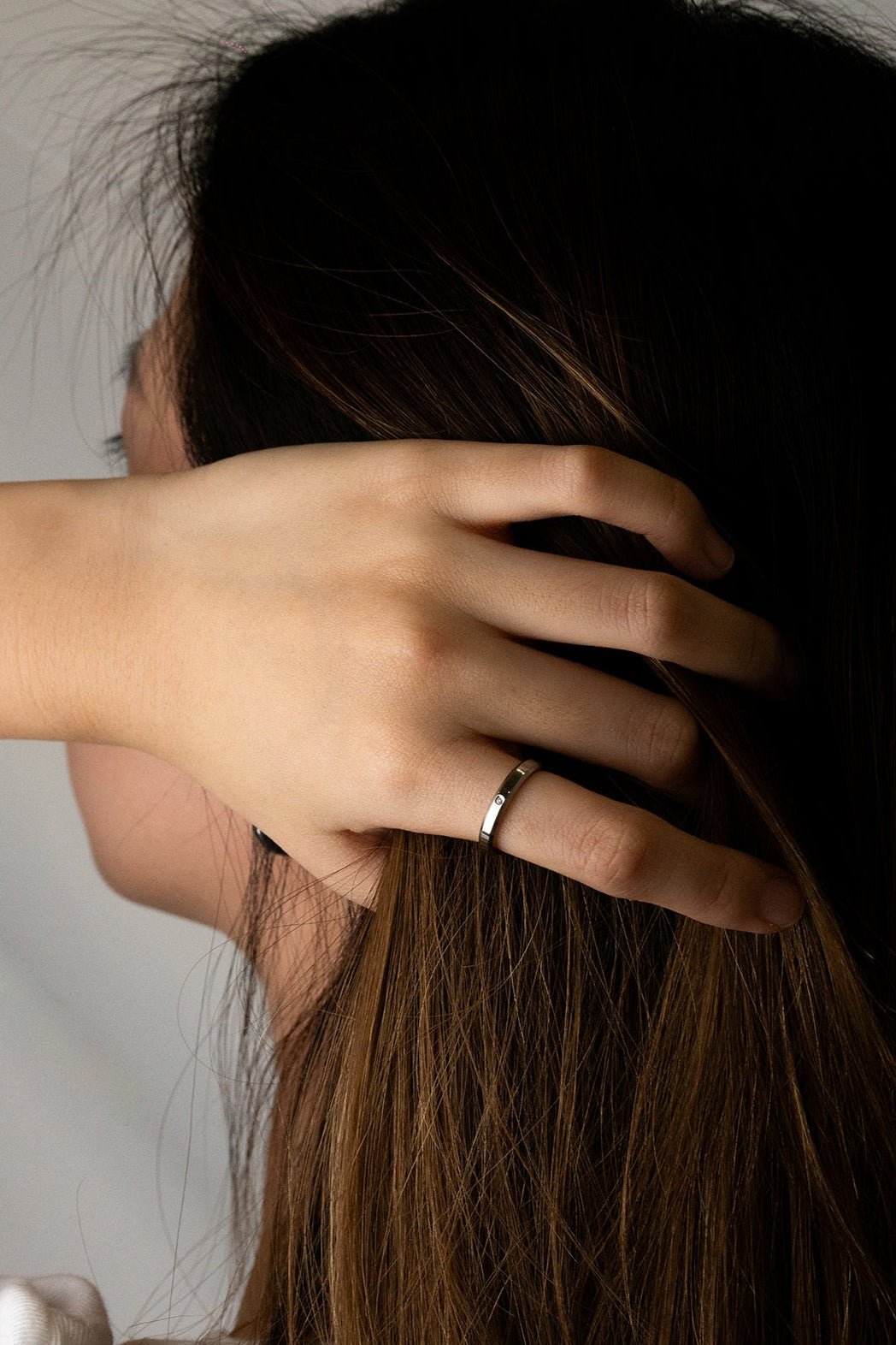 waterproof titanium diamond ring close up