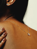 AMBER Dancing Diamond Heart Sterling Silver Necklace - Minimalist Lab