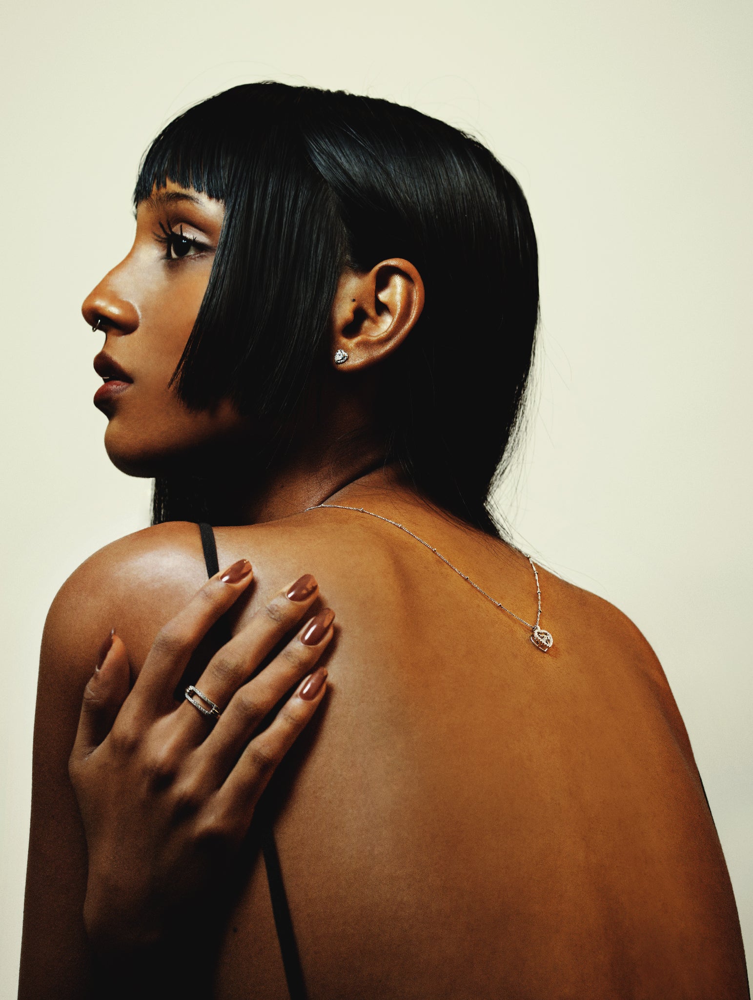 AMBER Dancing Diamond Heart Sterling Silver Necklace - Minimalist Lab