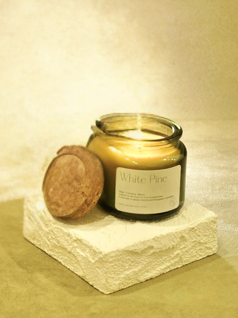 white pine scented candle clean woody floral