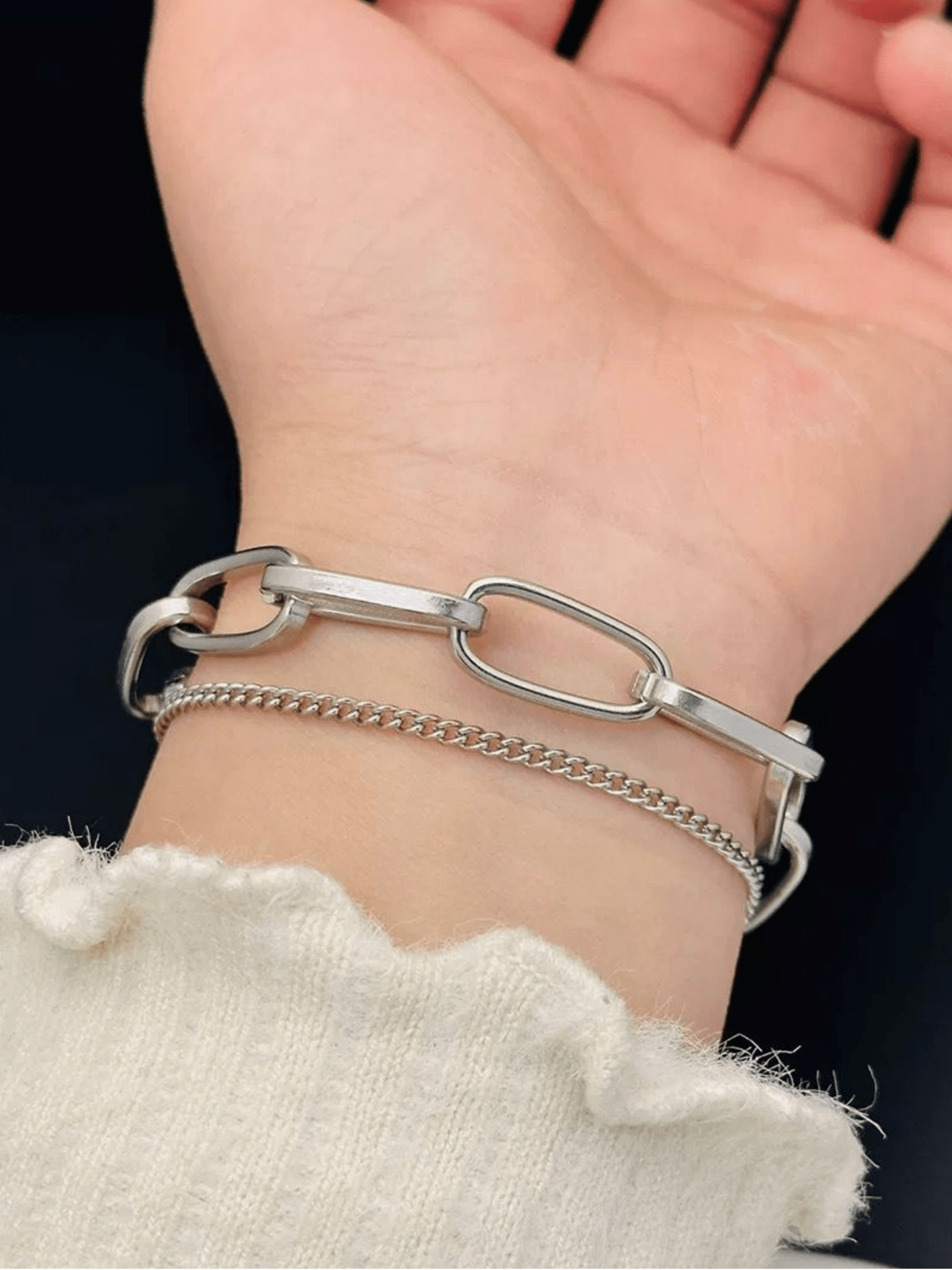 Double Layered Paperclip Link Chain Bracelet - Minimalist Lab
