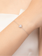 AIKO Pink Heart Sterling Silver Bracelet - Minimalist Lab