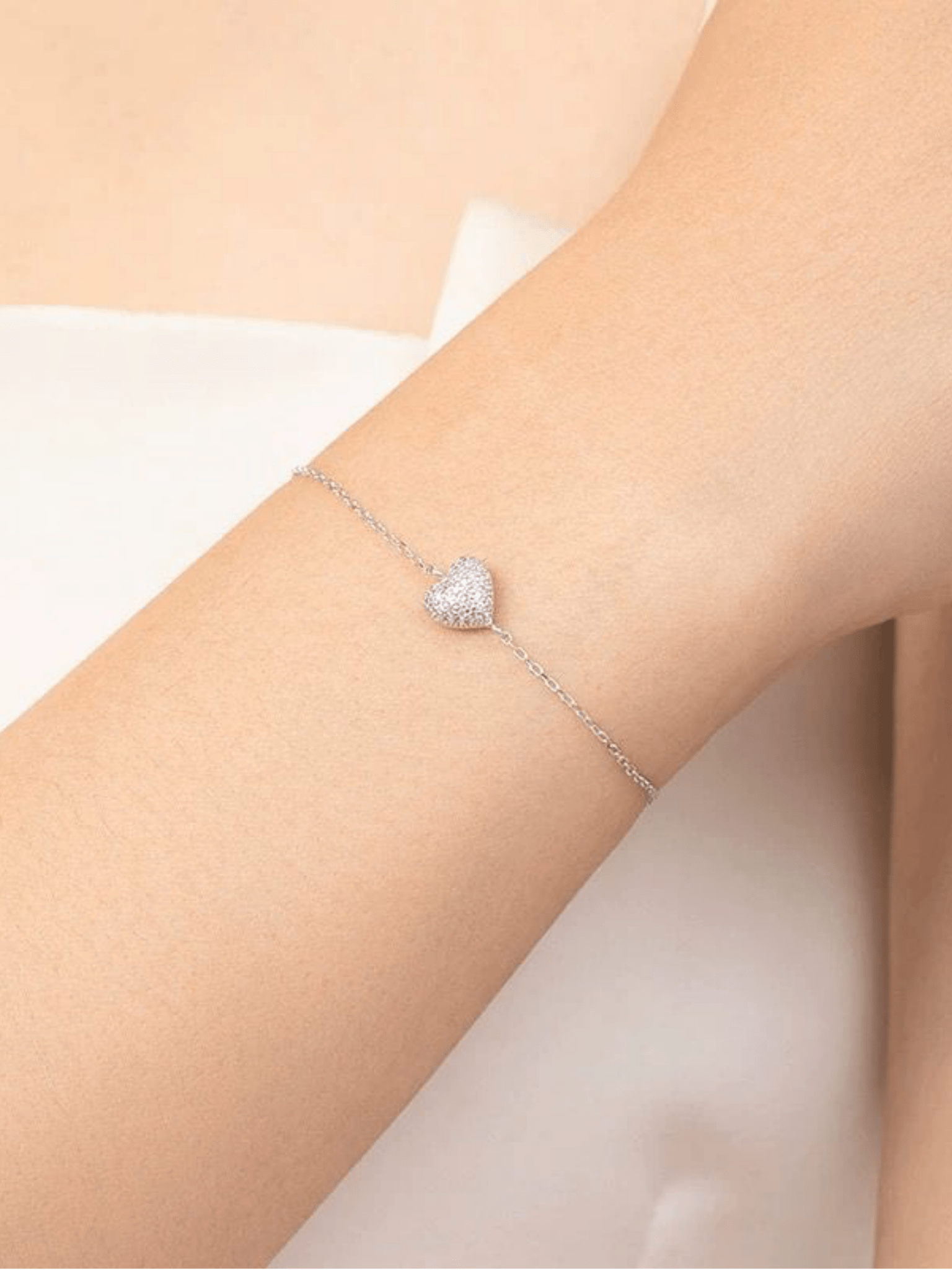 AIKO Pink Heart Sterling Silver Bracelet - Minimalist Lab