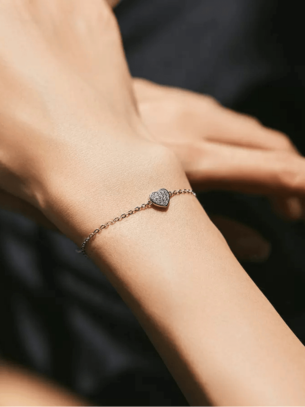 MAYA Diamond Heart Sterling Silver Bracelet - Minimalist Lab