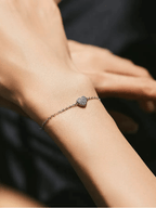 MAYA Diamond Heart Sterling Silver Bracelet - Minimalist Lab