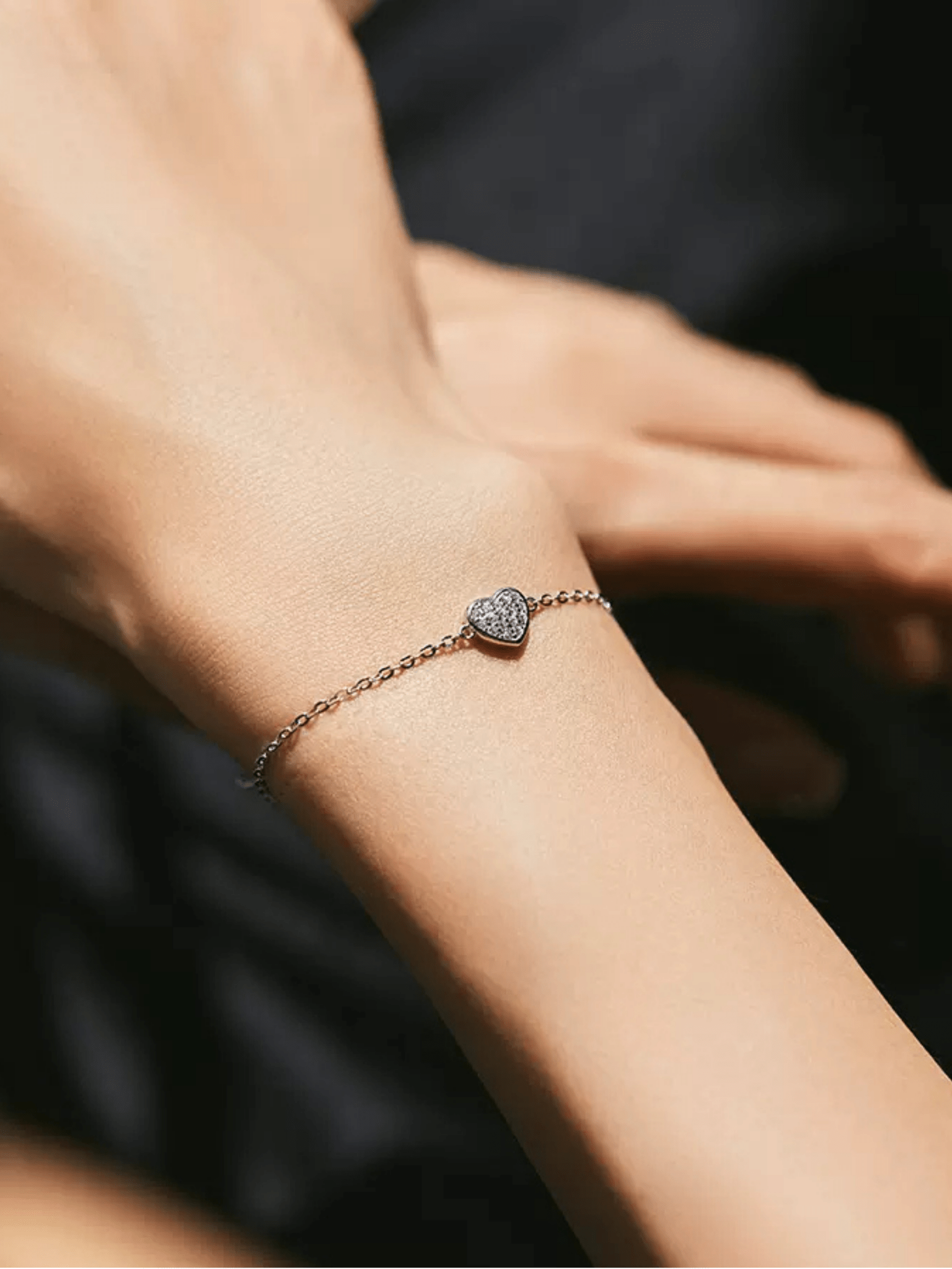 MAYA Diamond Heart Sterling Silver Bracelet - Minimalist Lab