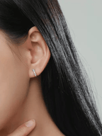 BAILEY Diamond Huggie Sterling Silver Ear Hoops - Minimalist Lab