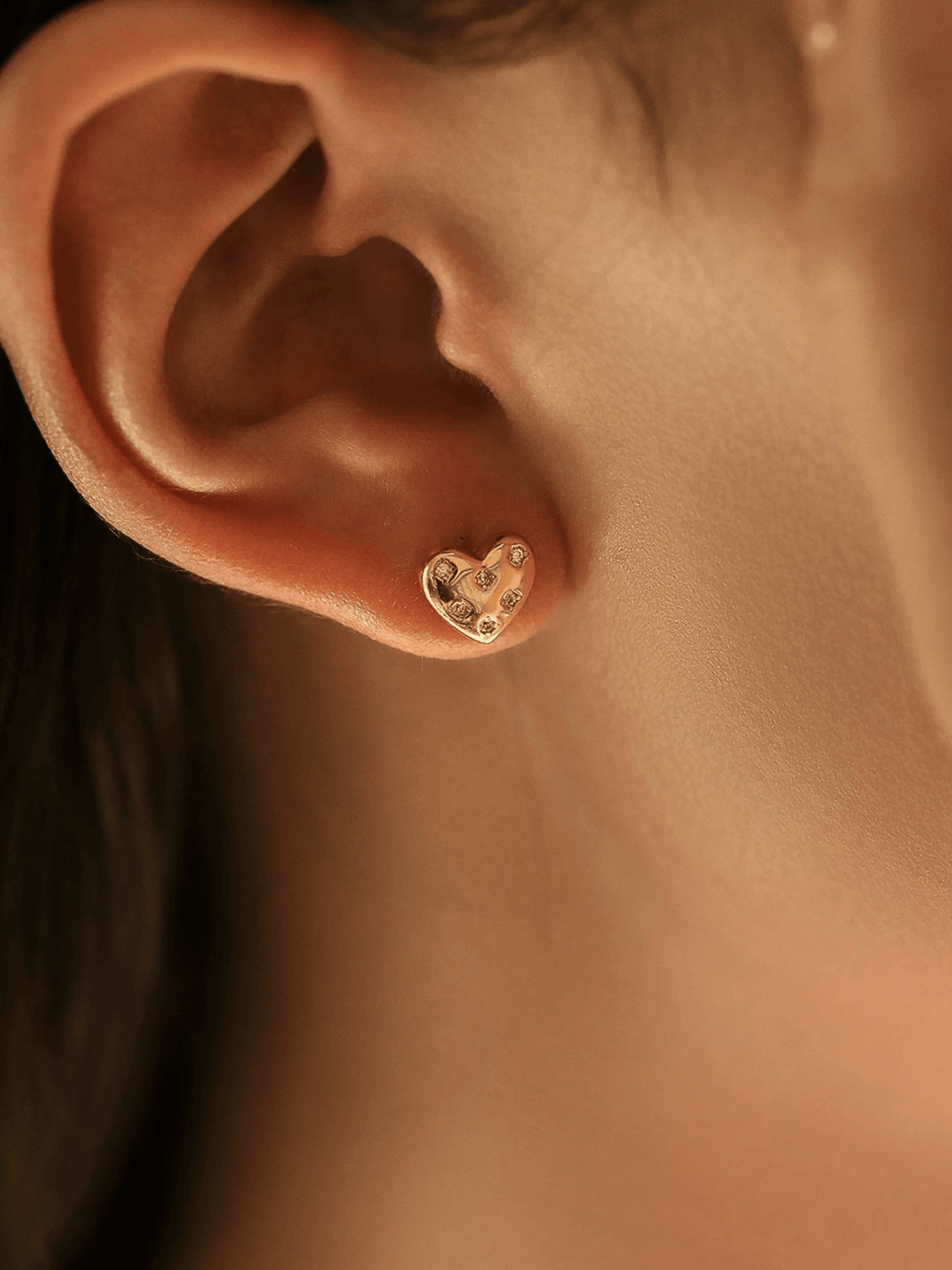 ROSIE Diamond Heart Sterling Silver Ear Studs - Minimalist Lab