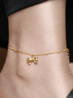 Ribbon Beaded Chain Anklet - Minimalist Lab