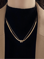 Herringbone Layered Rolling Stones Necklace - Minimalist Lab