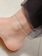Layered Herringbone Bead Chain Anklet - Minimalist Lab