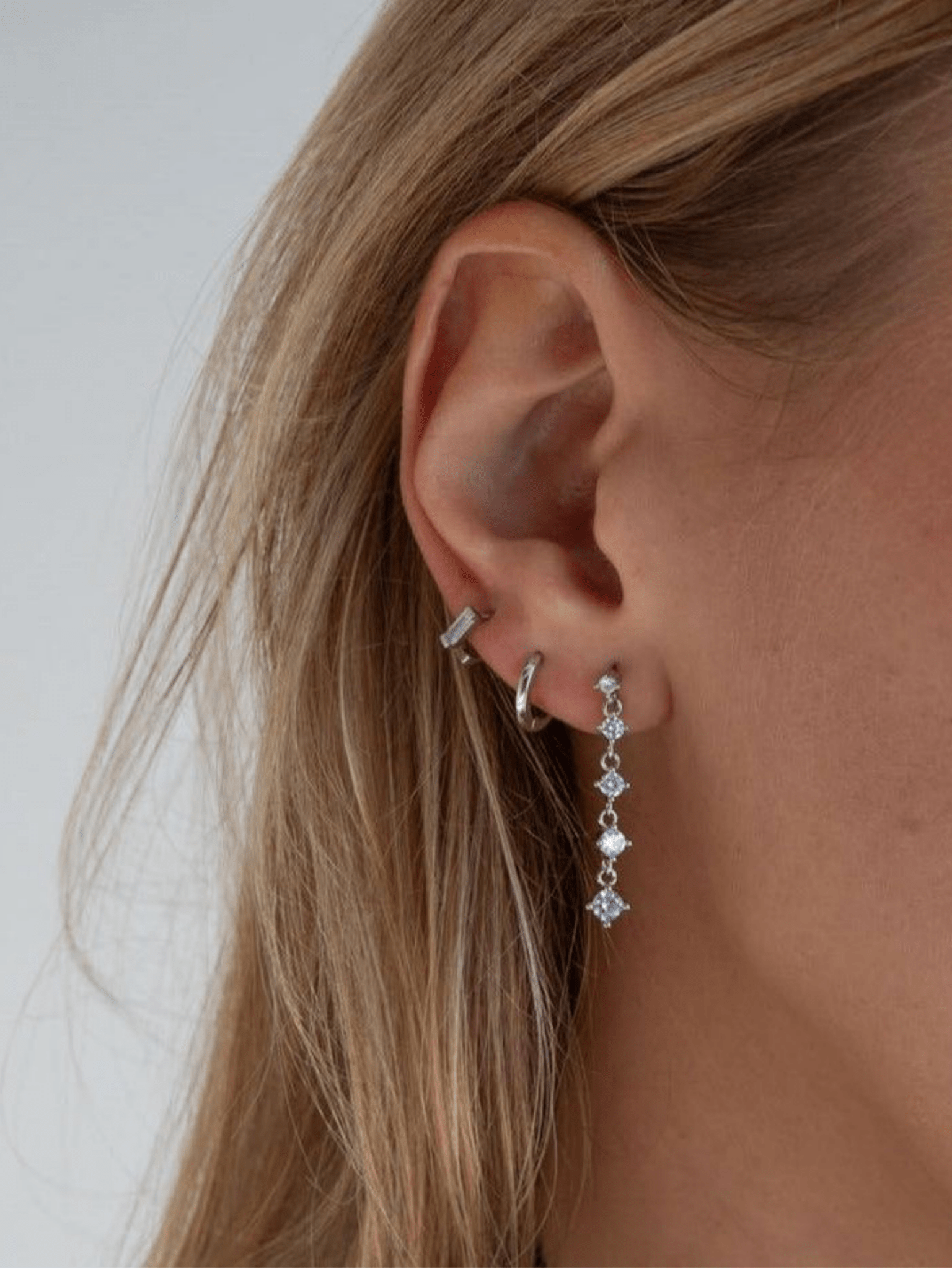 COREY Cascade Diamond Sterling Silver Ear Studs - Minimalist Lab