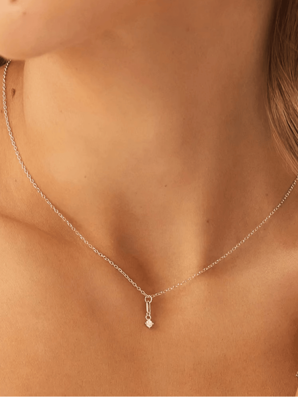 CAMILLE Diamond Drop Sterling Silver Necklace - Minimalist Lab