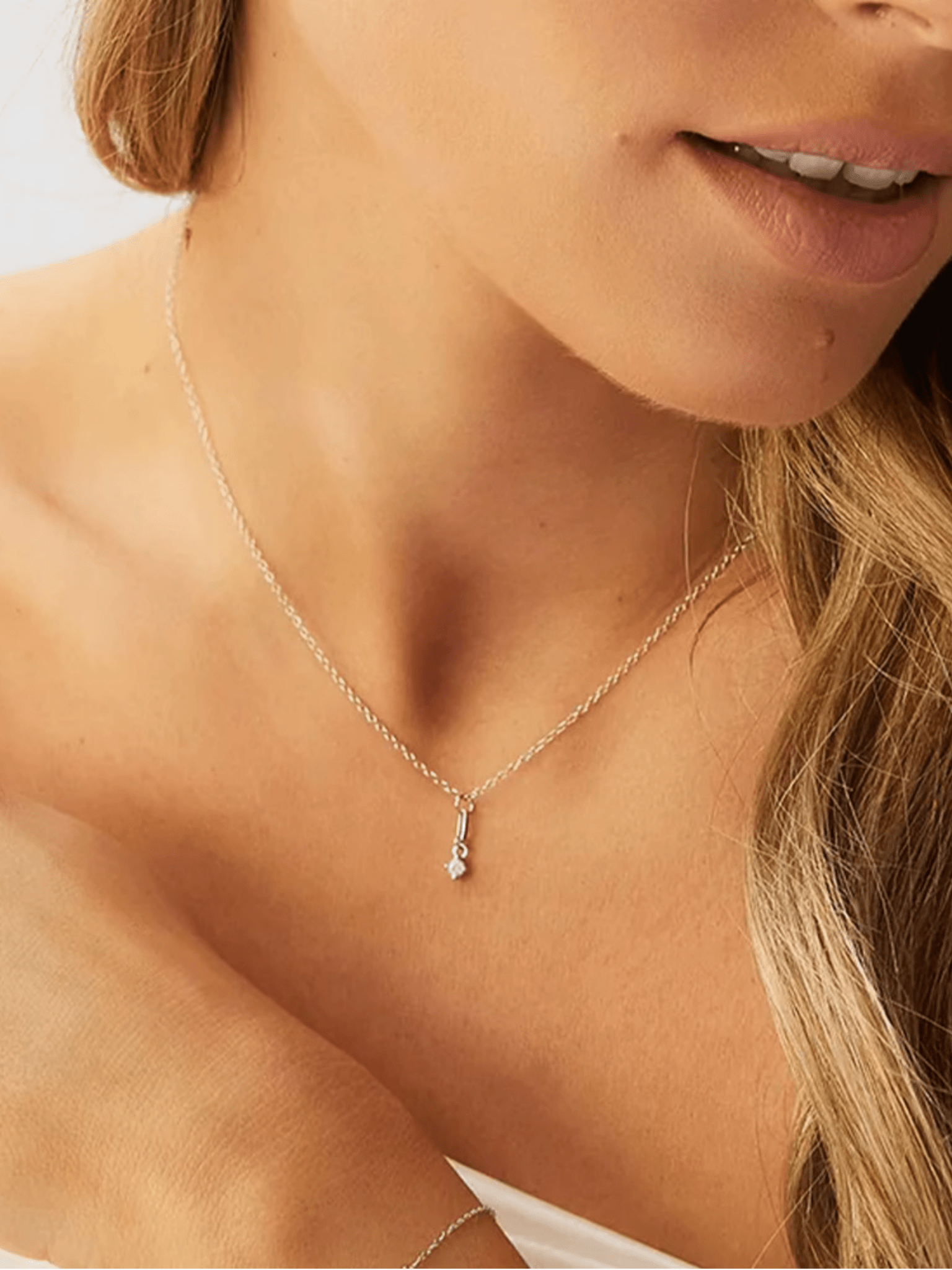 CAMILLE Diamond Drop Sterling Silver Necklace - Minimalist Lab
