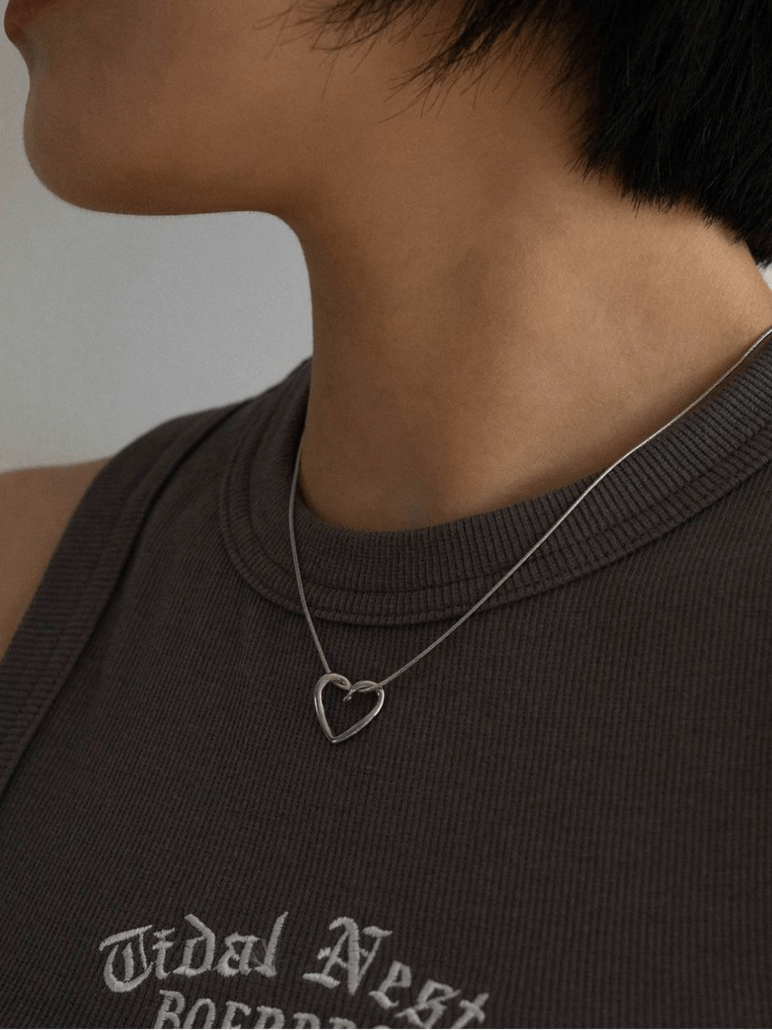 Hollow Heart Snake Chain Necklace - Minimalist Lab