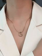 Hollow Heart Snake Chain Necklace - Minimalist Lab