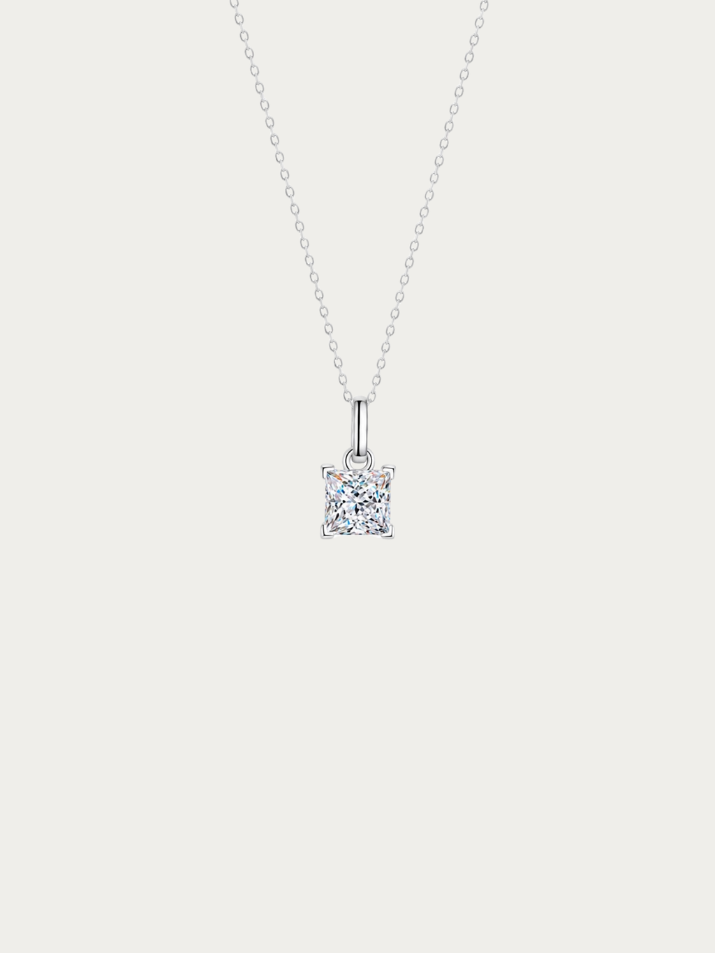 Winifred Princess-Cut 1-Carat Moissanite Necklace with square solitaire pendant