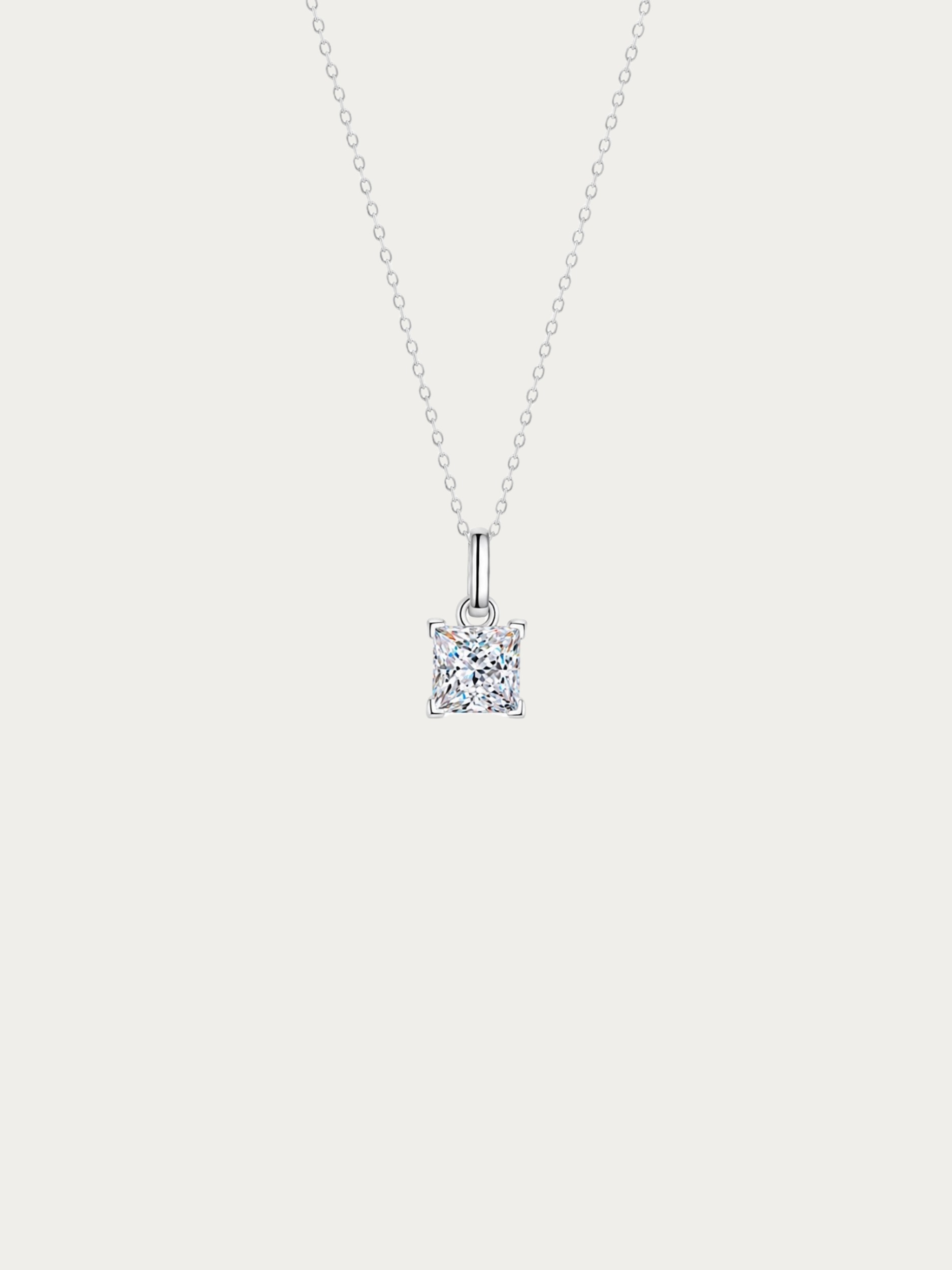 Winifred Princess-Cut 1-Carat Moissanite Necklace with square solitaire pendant