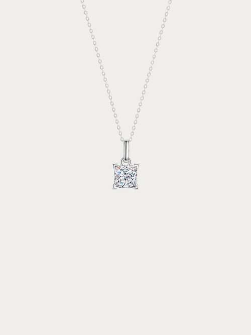 Winifred Princess-Cut 1-Carat Moissanite Necklace with square solitaire pendant