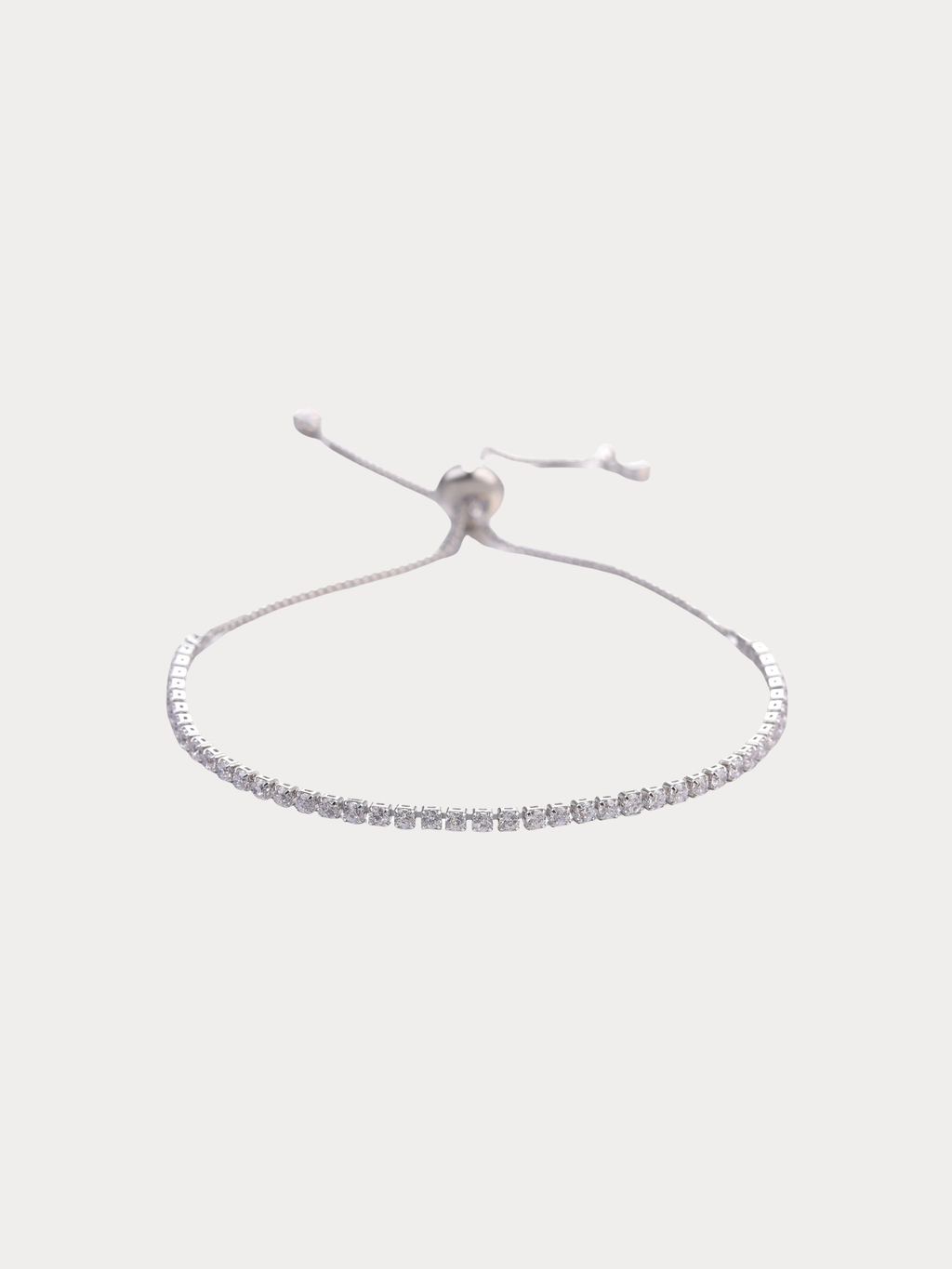 ZENITH Tennis Chain Adjustable Bracelet in sterling silver with rhodium plating and cubic zirconia