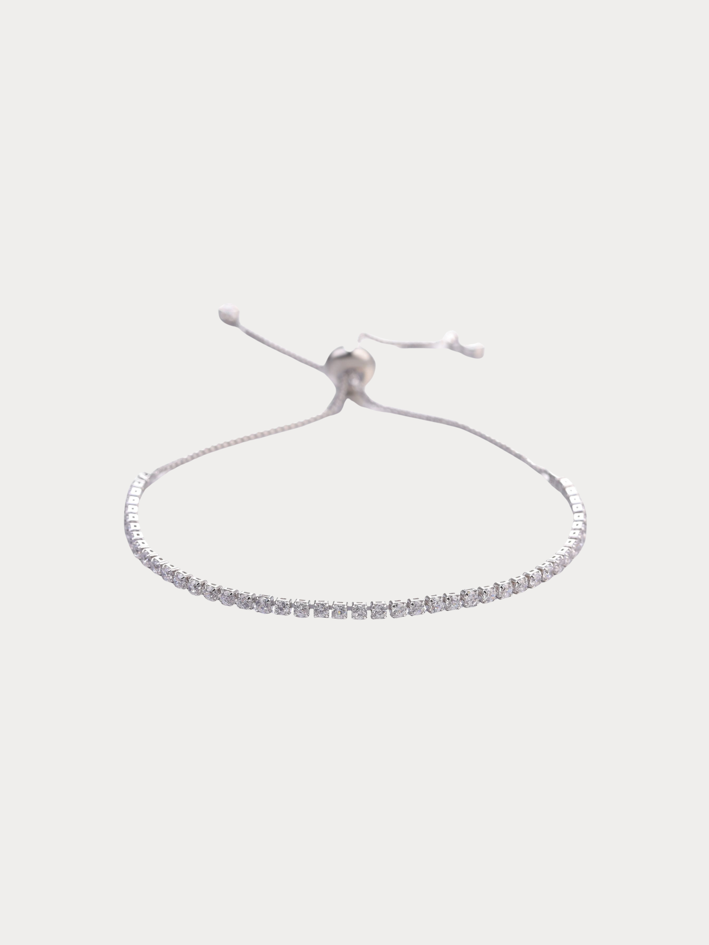 ZENITH Tennis Chain Adjustable Bracelet in sterling silver with rhodium plating and cubic zirconia