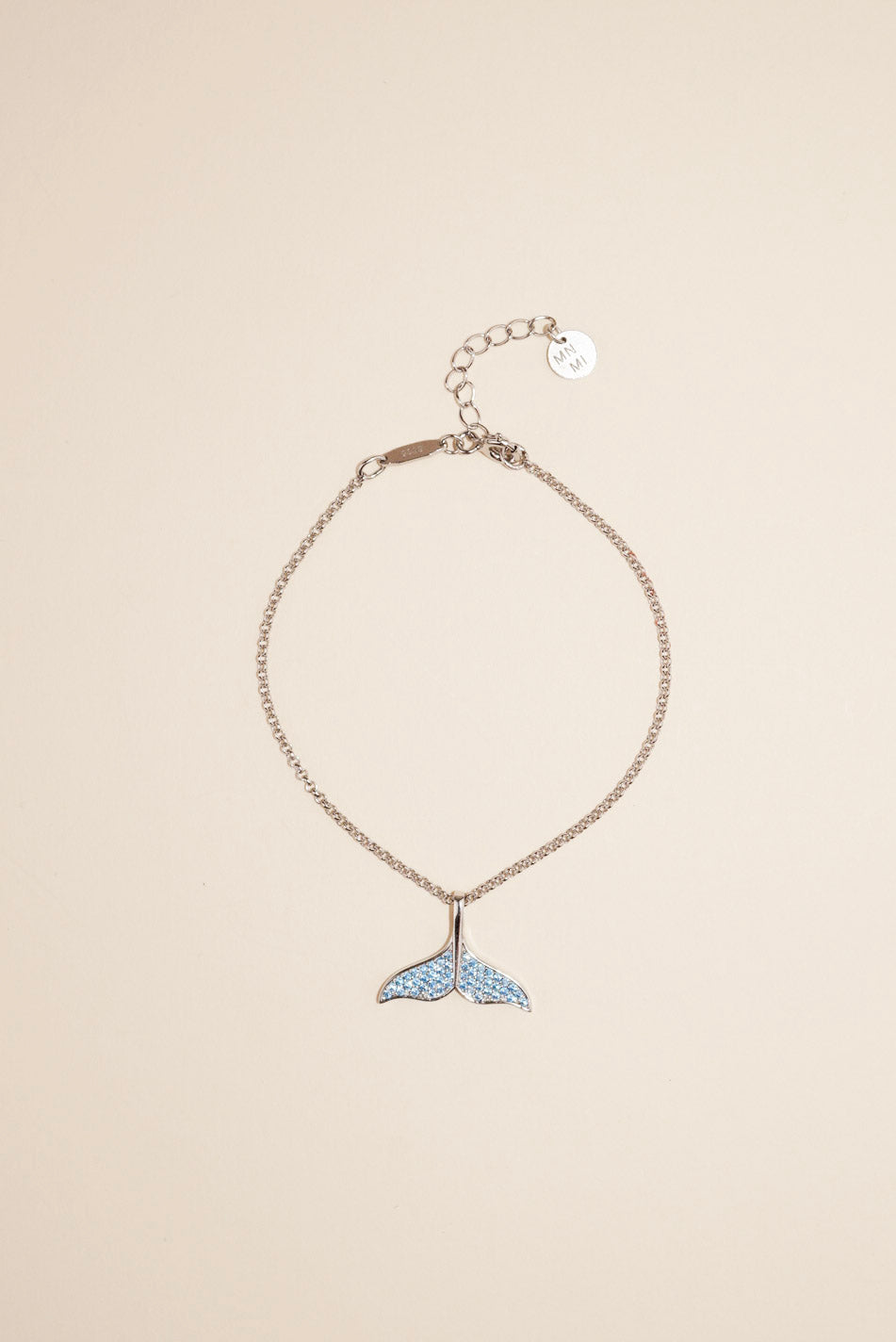 Silver Blue Stones Whale Tail Bracelet