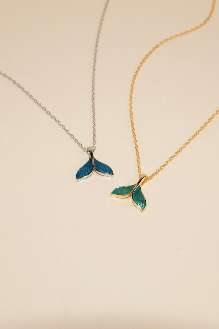 blue whale tail necklace