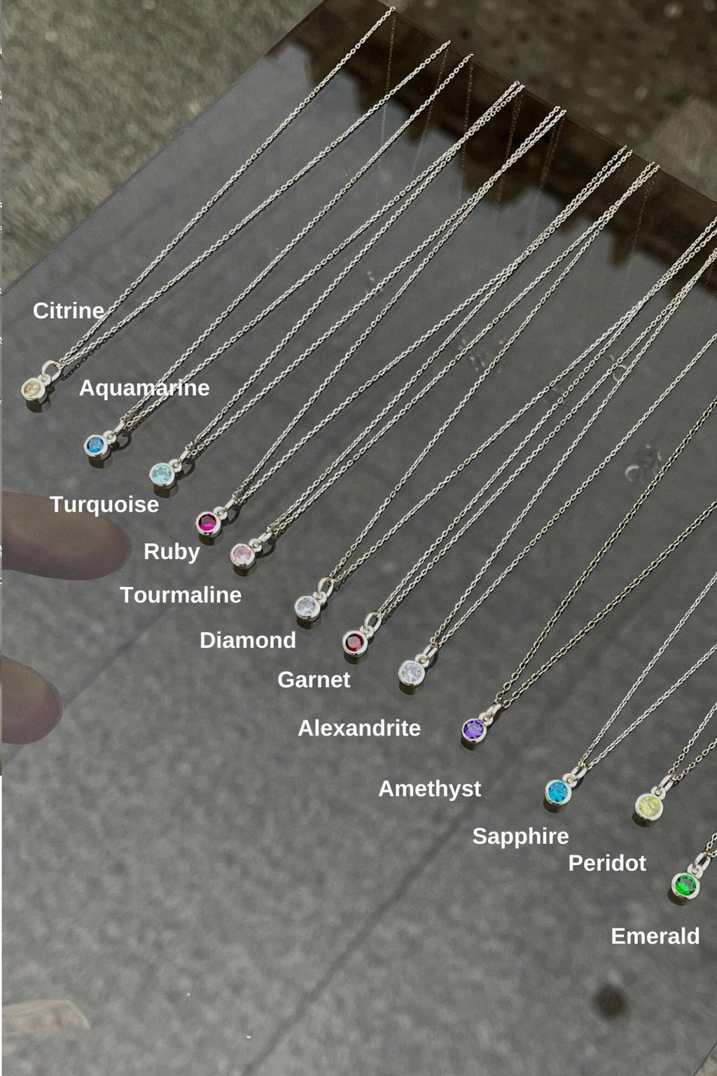 BIJOU Birthstone Sterling Silver Necklace - Minimalist Lab