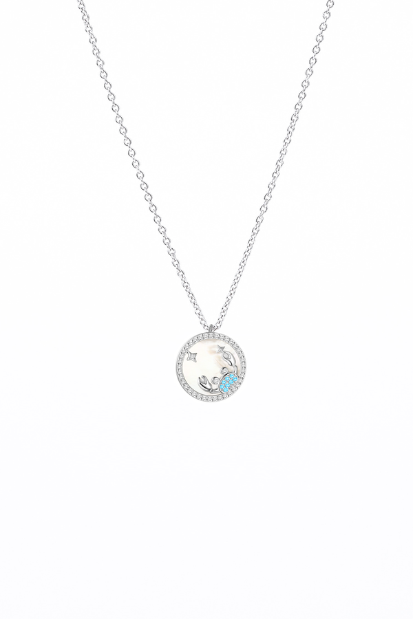 CANCER Mother of Pearl Sterling Silver Necklace