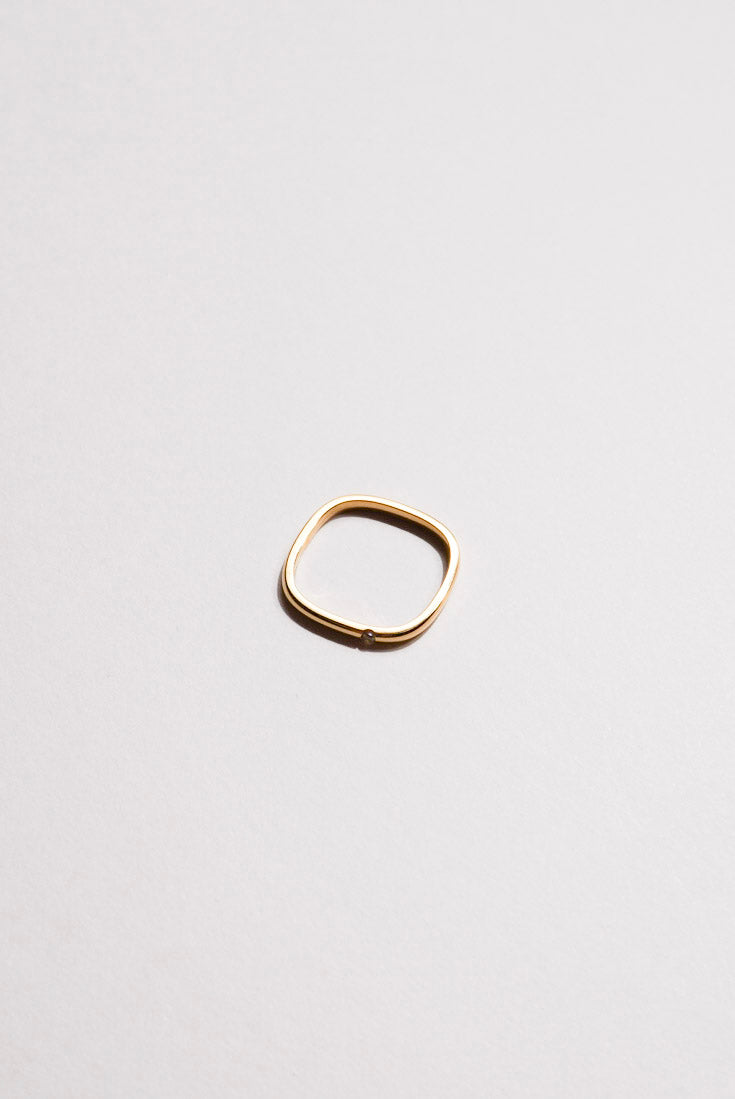 Gold Square Geometry Ring