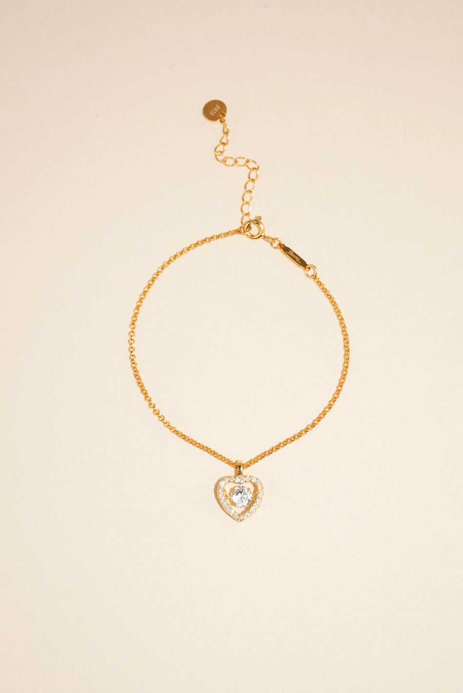 Gold Dancing Diamond Heart Bracelet
