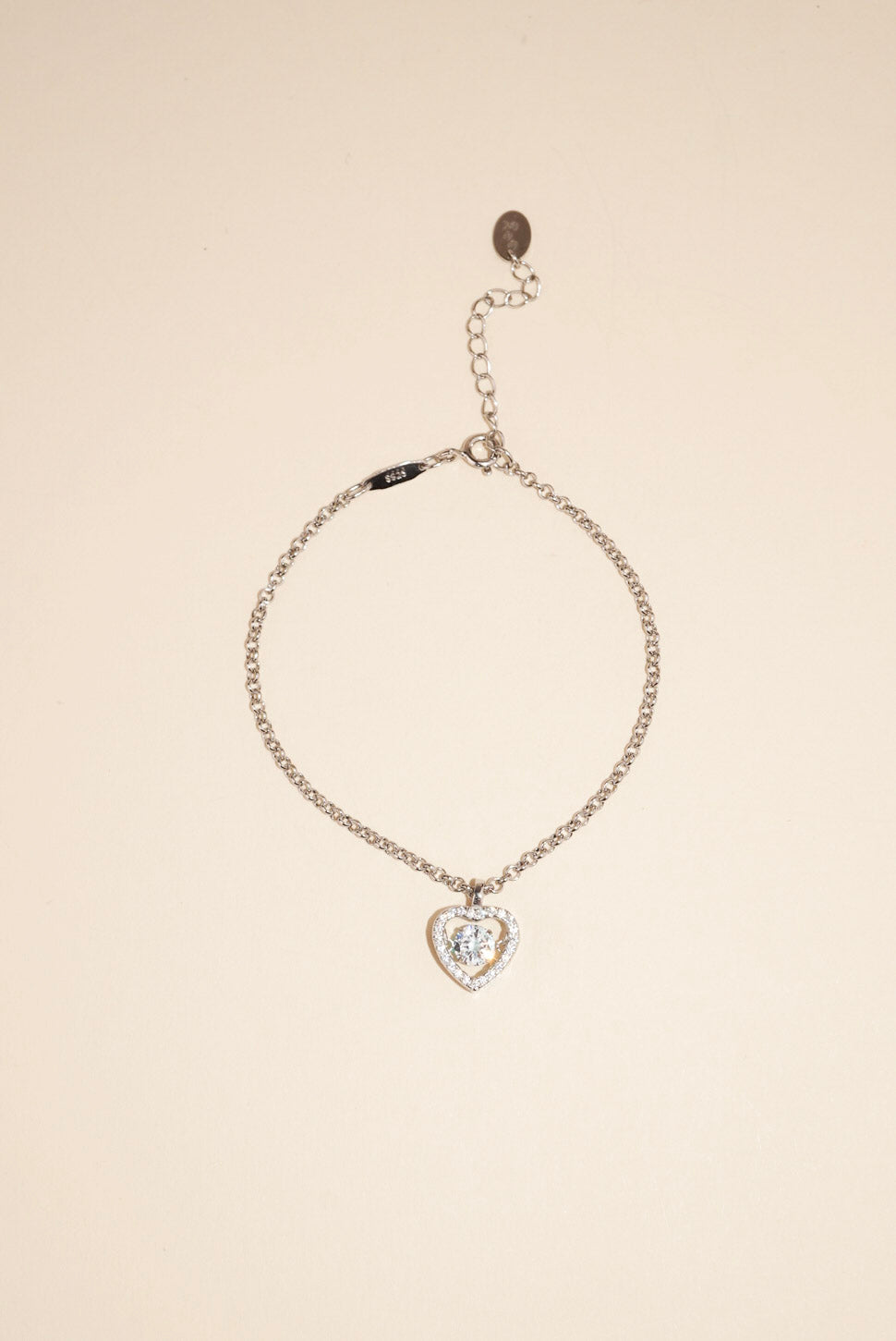 Silver Dancing Diamond Heart Bracelet