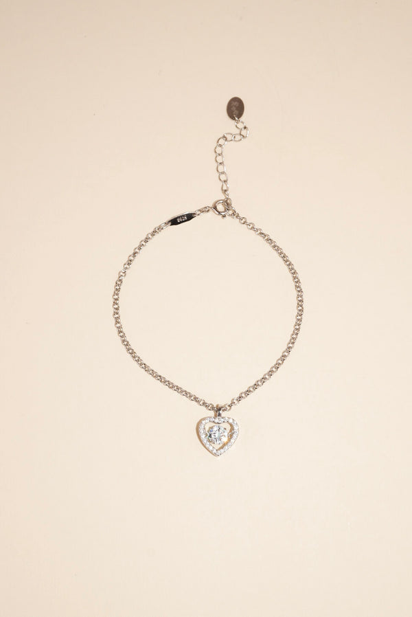 Silver Dancing Diamond Heart Bracelet