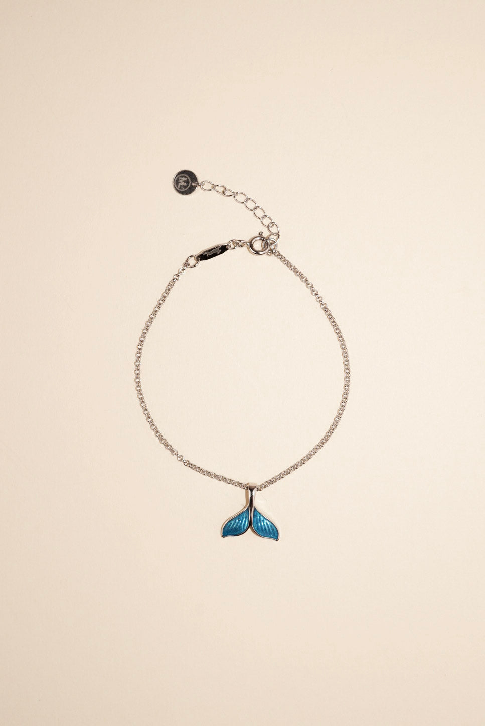 Silver blue whale tail bracelet