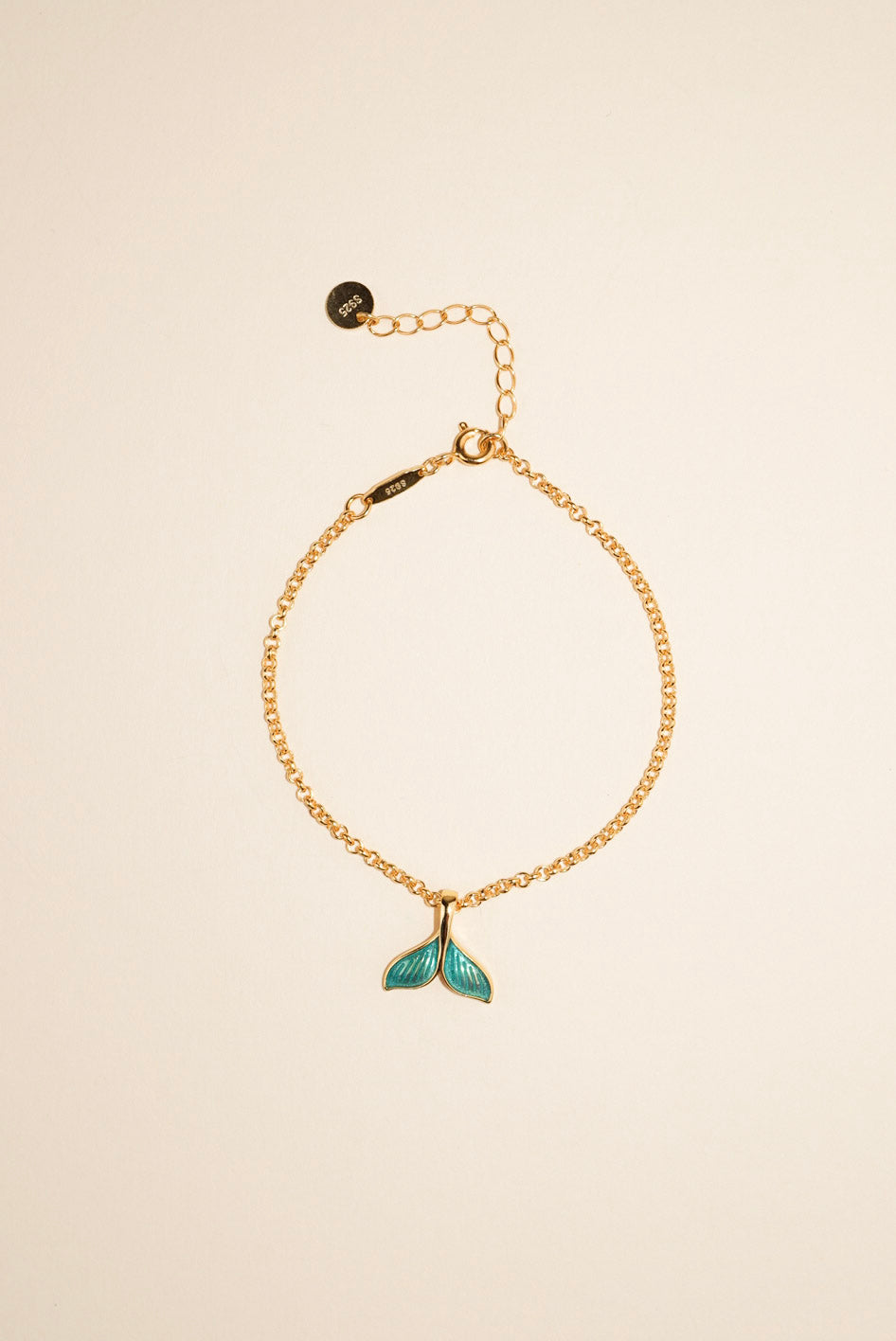 Gold blue whale tail bracelet