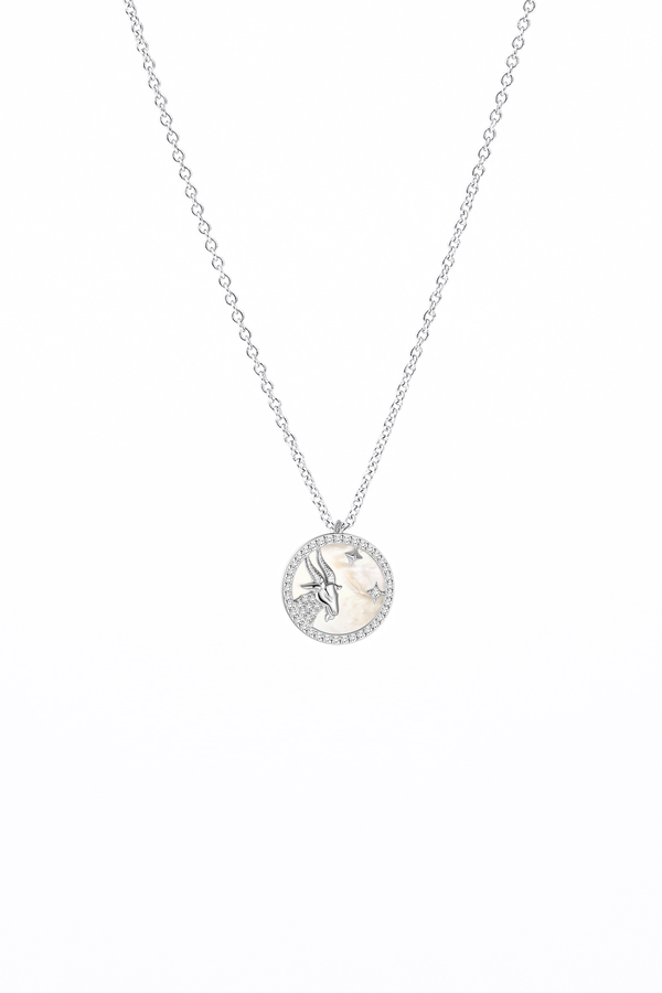 CAPRICORN Mother of Pearl Sterling Silver Necklace