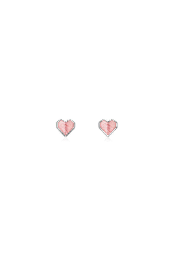 NYRA Pink Heart Sterling Silver  Stud Earrings