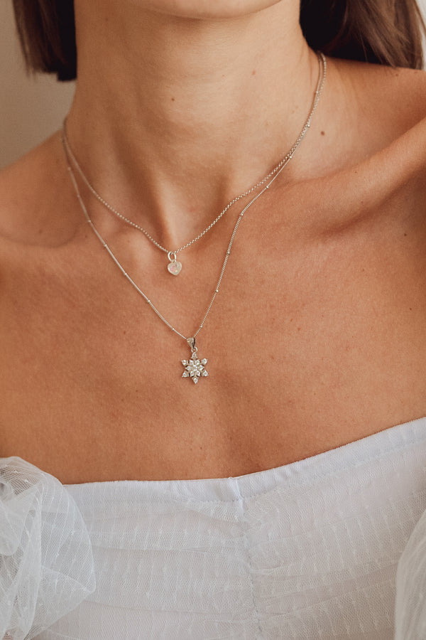 LUMI Frosted Snowflake Sterling Silver Necklace