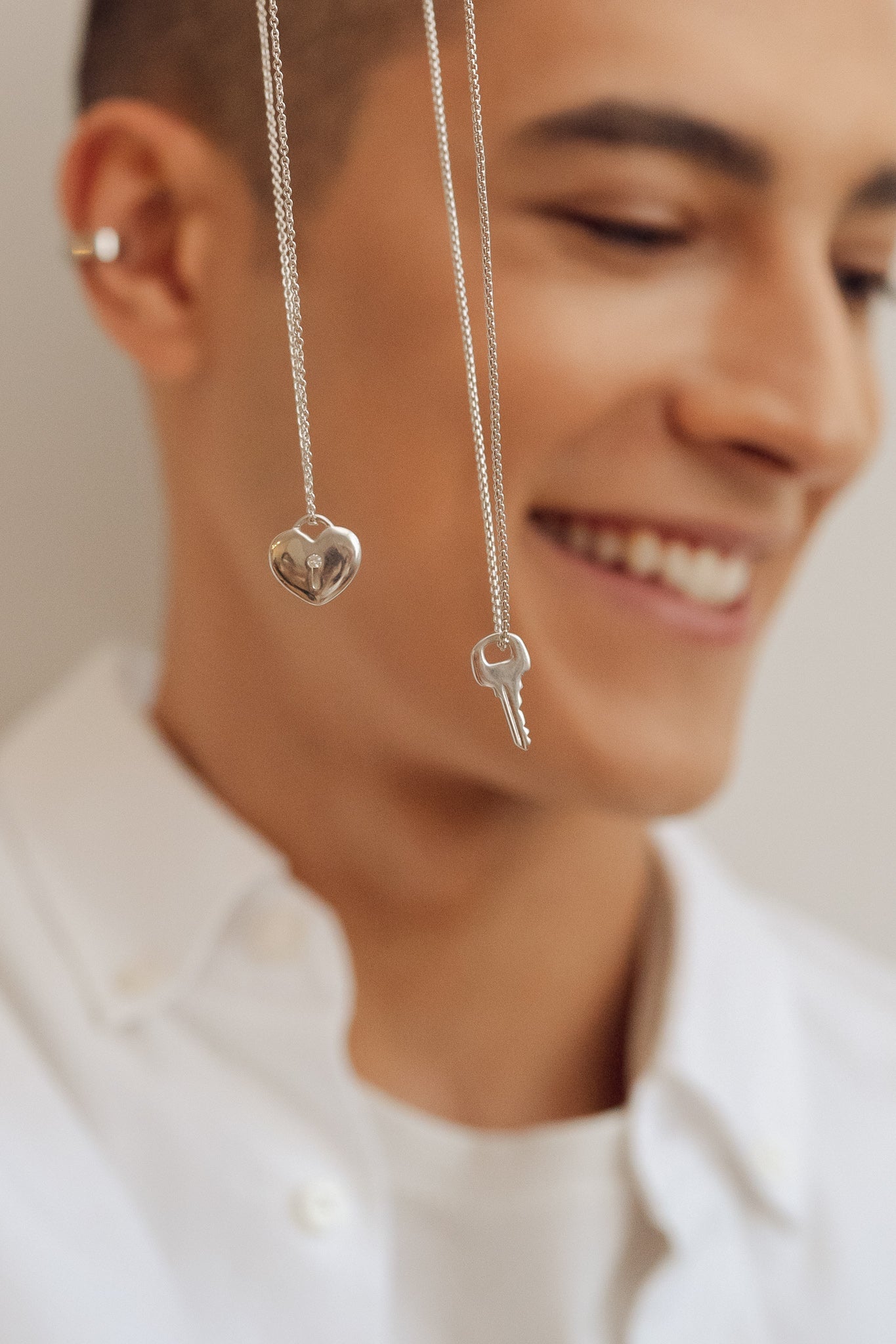 DAVINA Baby Heart Lock Sterling Silver Necklace - Minimalist Lab