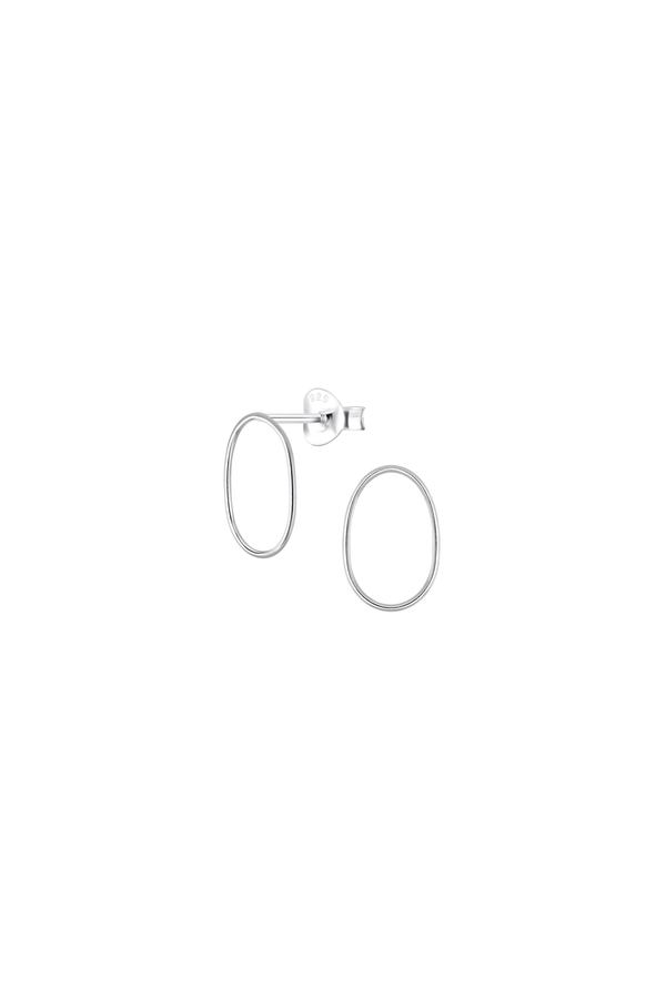 Minimal Oval Sterling Silver Stud Earrings