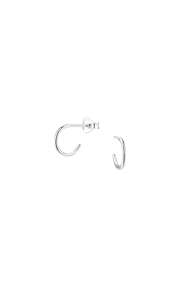 Minimal Half Hoop Sterling Silver Stud Earrings