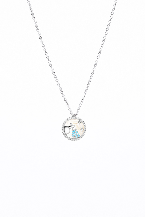 AQUARIUS Mother of Pearl Sterling Silver Necklace