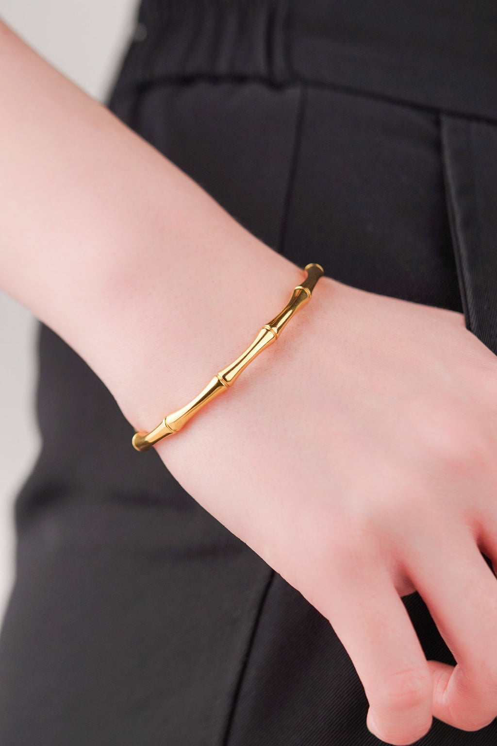 Model wearing Classic Bamboo Bangle on wrist